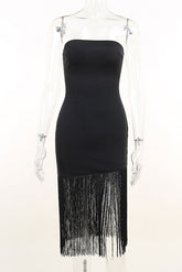 Weißes trägerloses Party-Cocktailkleid mit Quaste